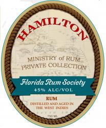 Hamilton Florida Rum Society label unavailable